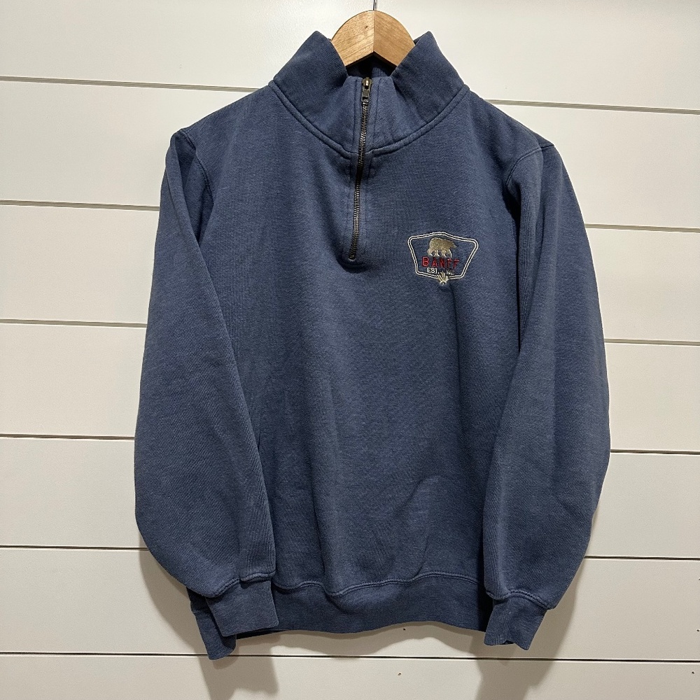 Quarter-Zip Navy Sweatshirt with Embroidered Crest